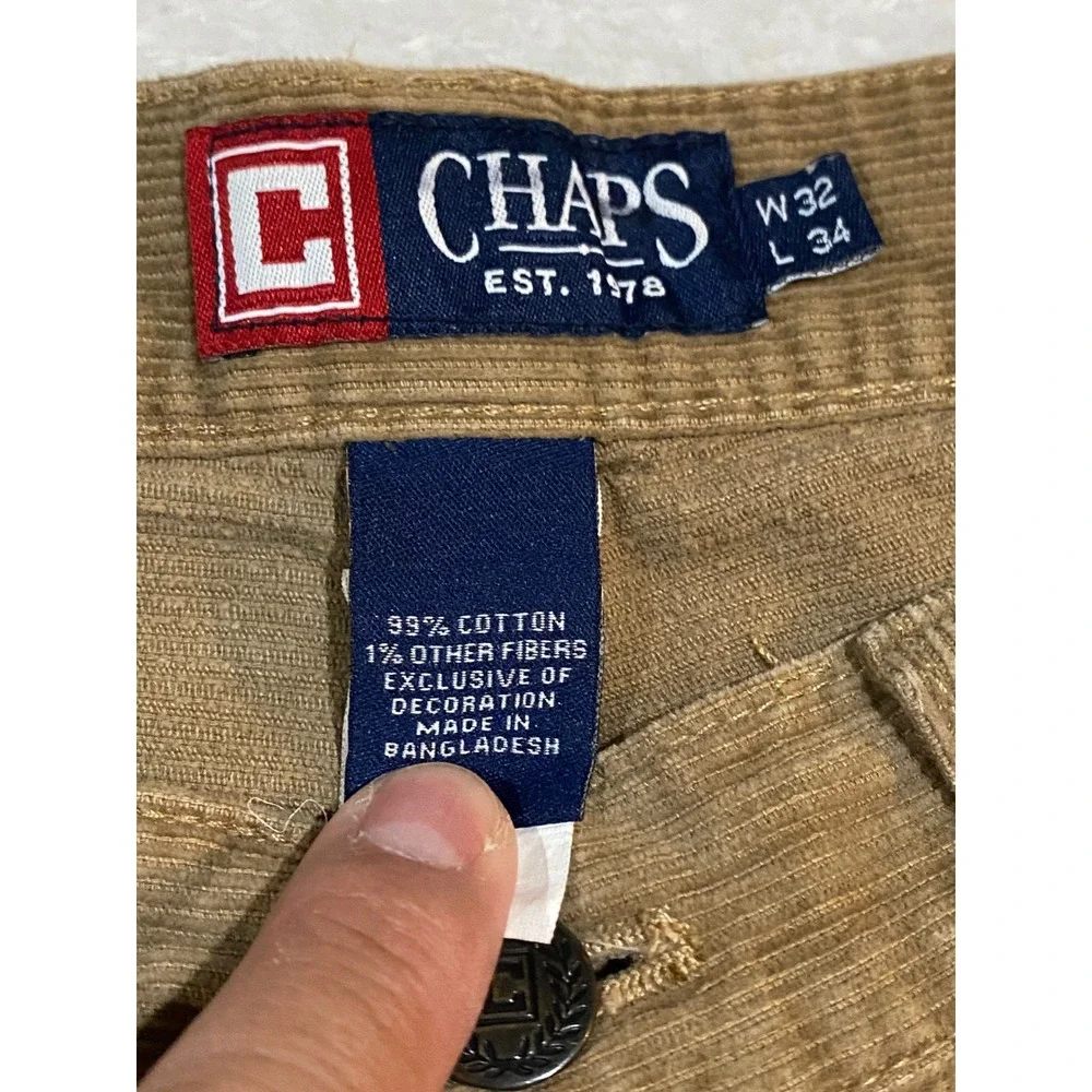Chaps Mens Corduroy Pants Tan Brown Straight Leg Fit 32x34 5NW/32X34